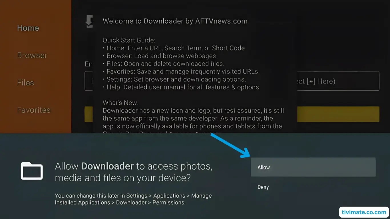 Allowing Downloader permission to access files on Fire TV