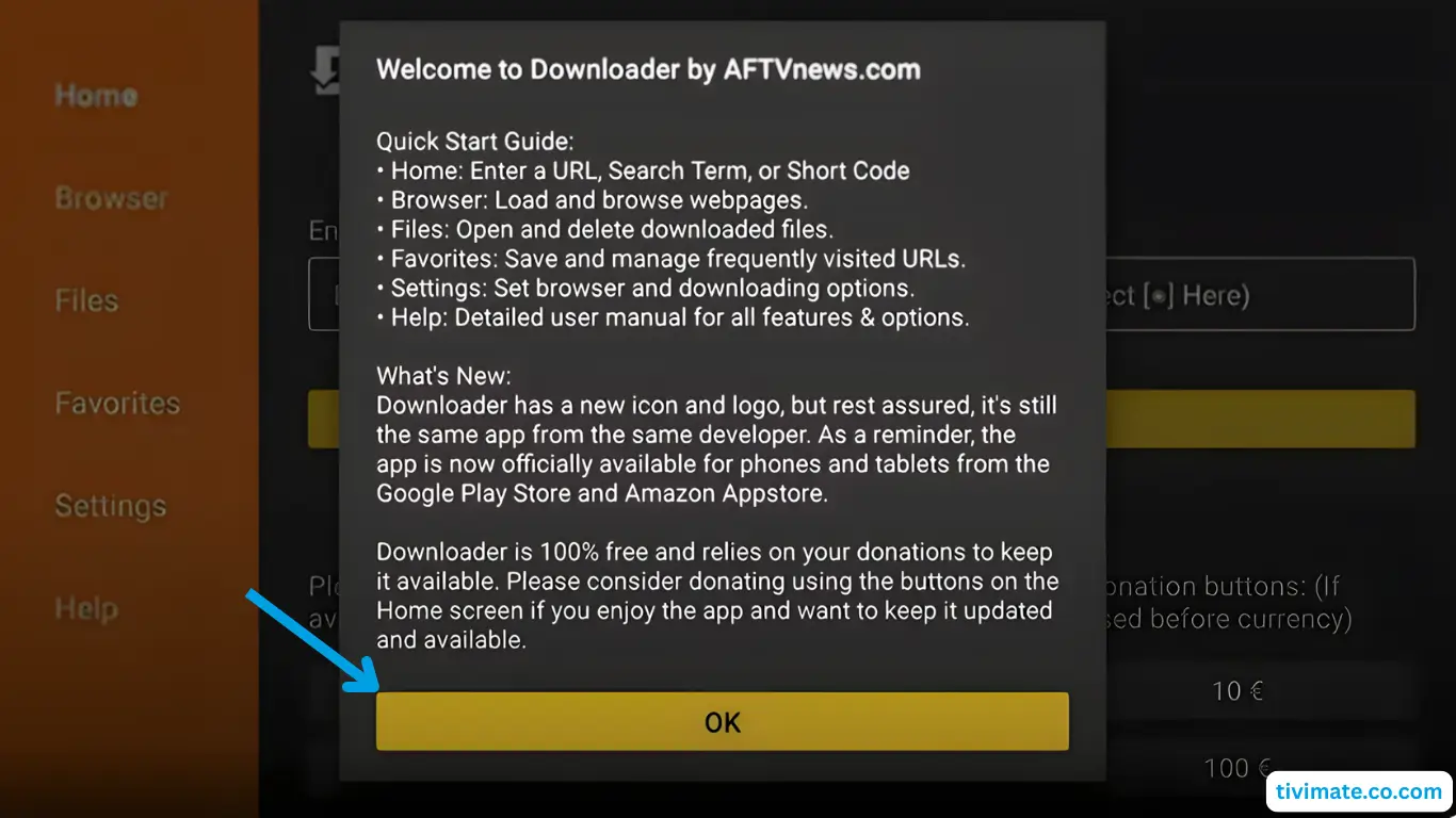 Dismissing the Downloader welcome message