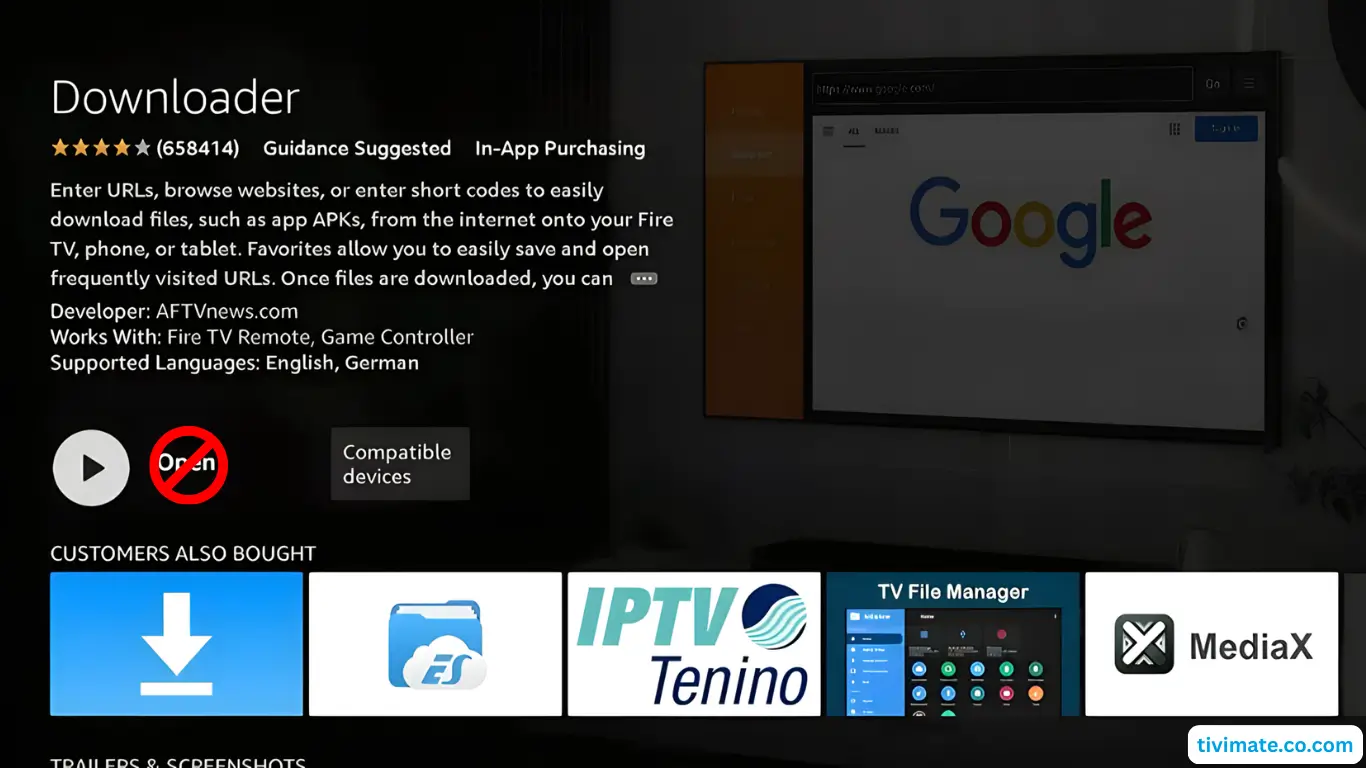 Downloader installed on Fire TV, do not open yet