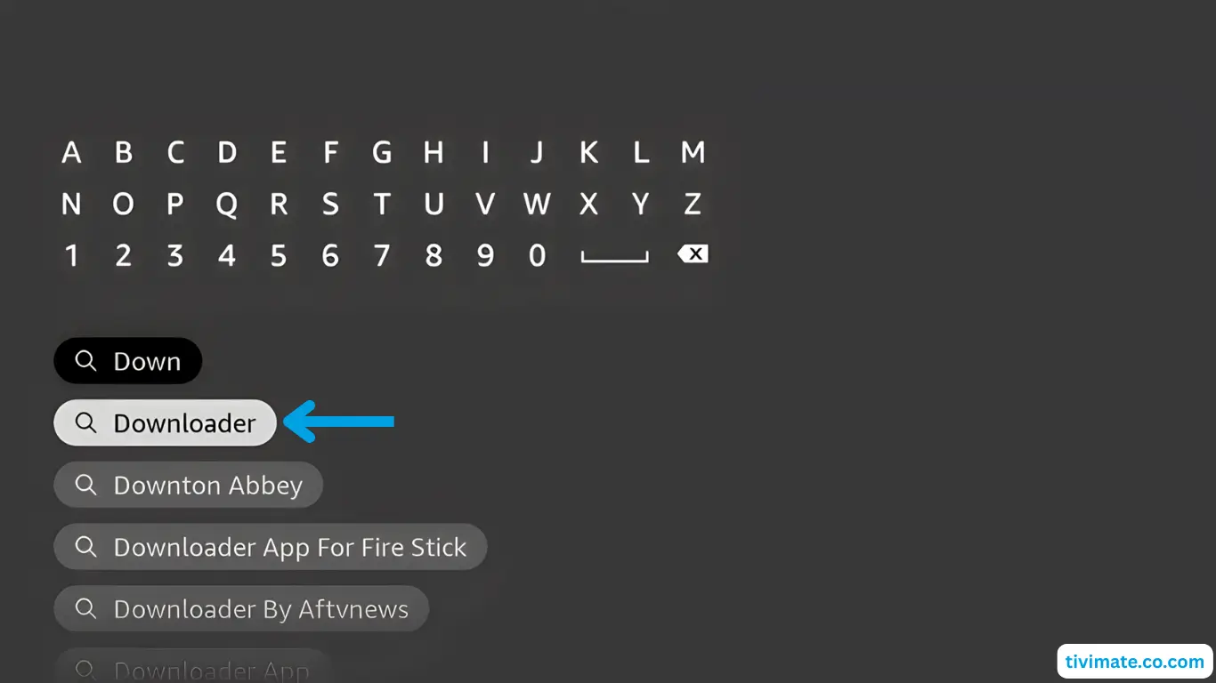 Downloader app shown in Fire TV search results