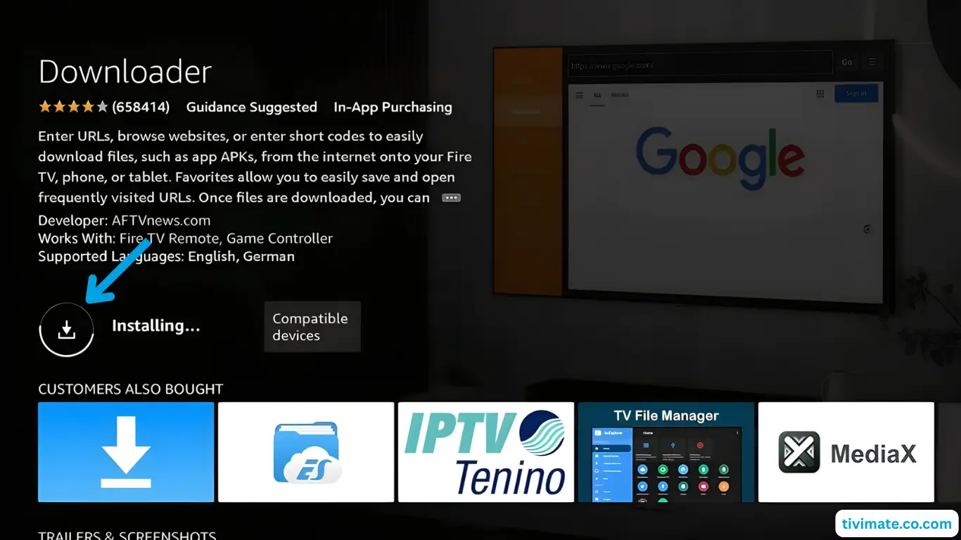 Downloader app downloading and installing on Fire TV