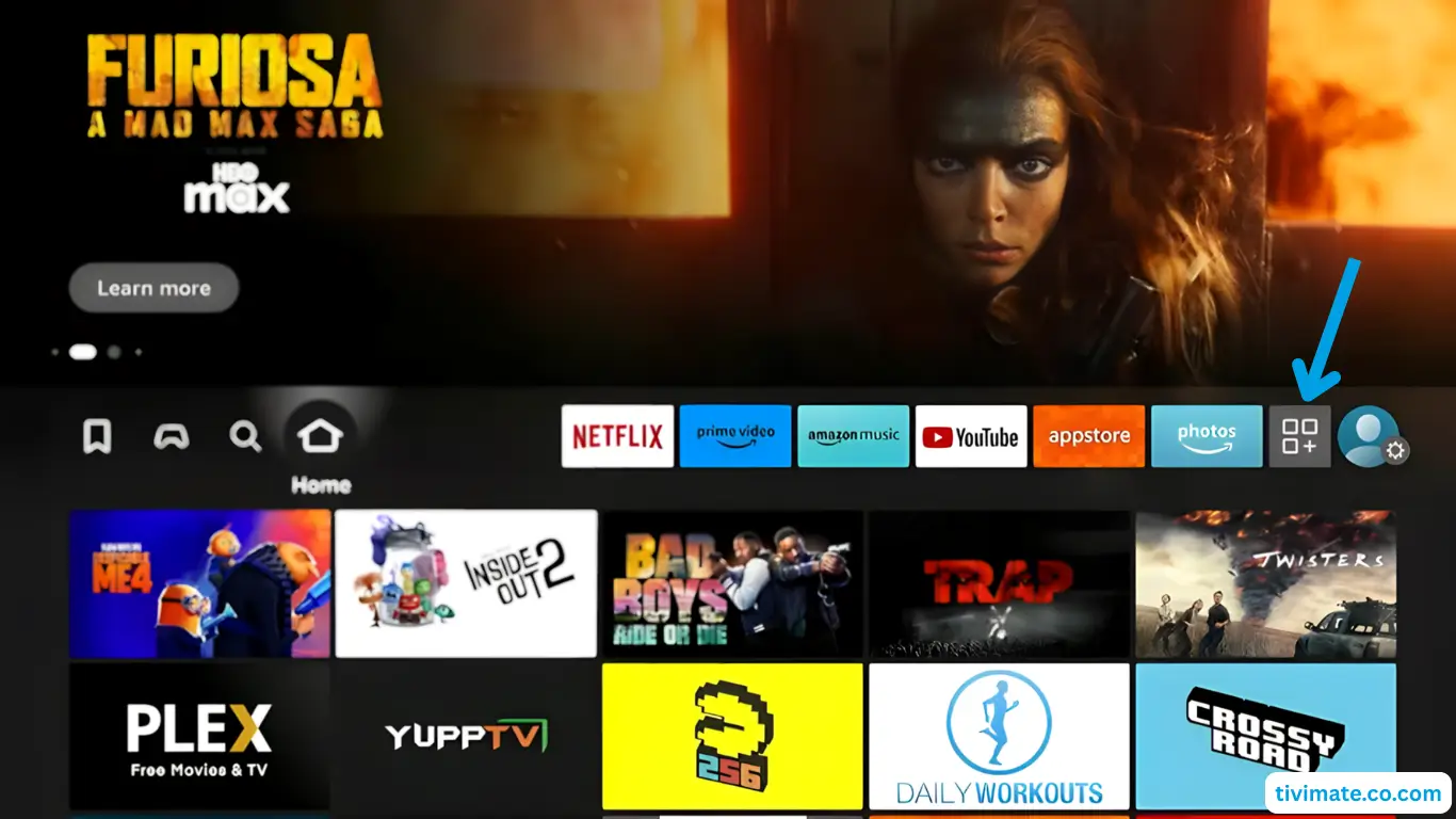Fire TV home screen with the Apps row selected