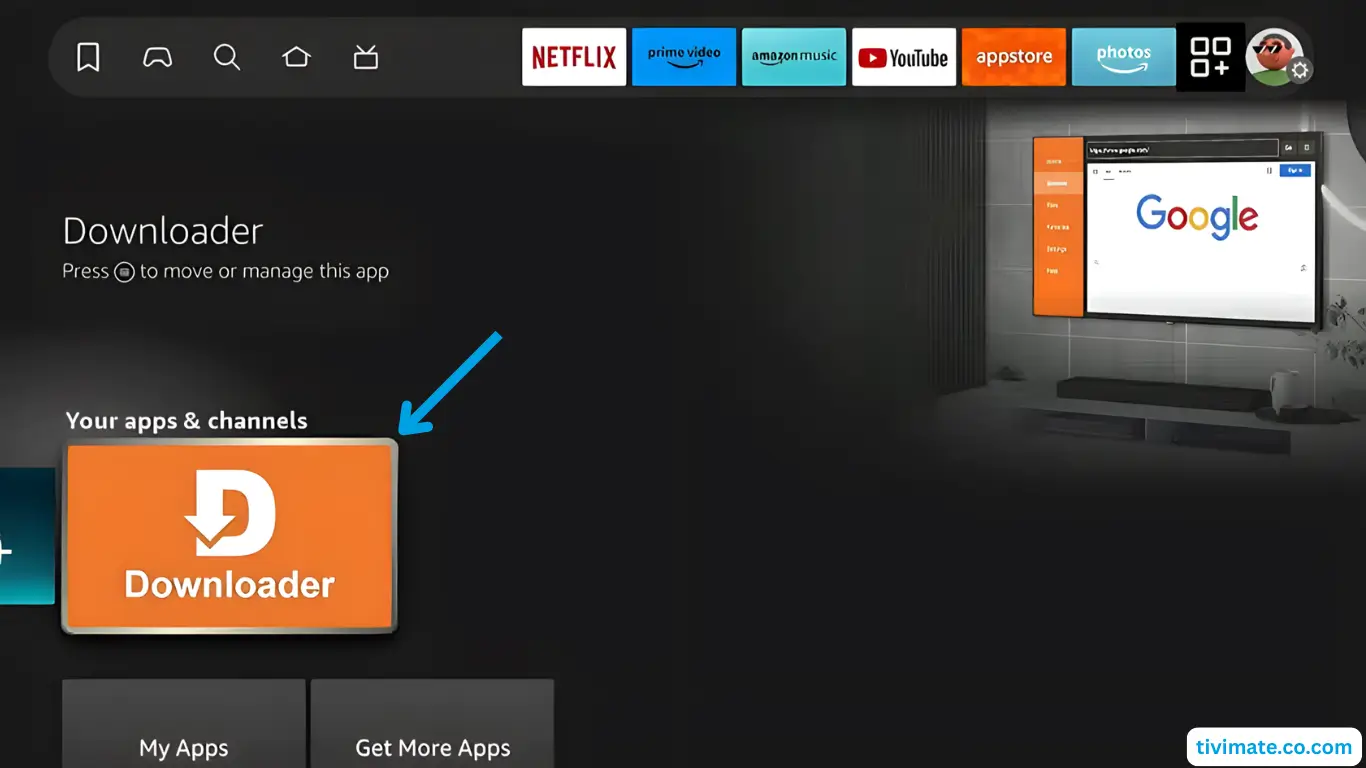 Finding Downloader and pressing OK to open it