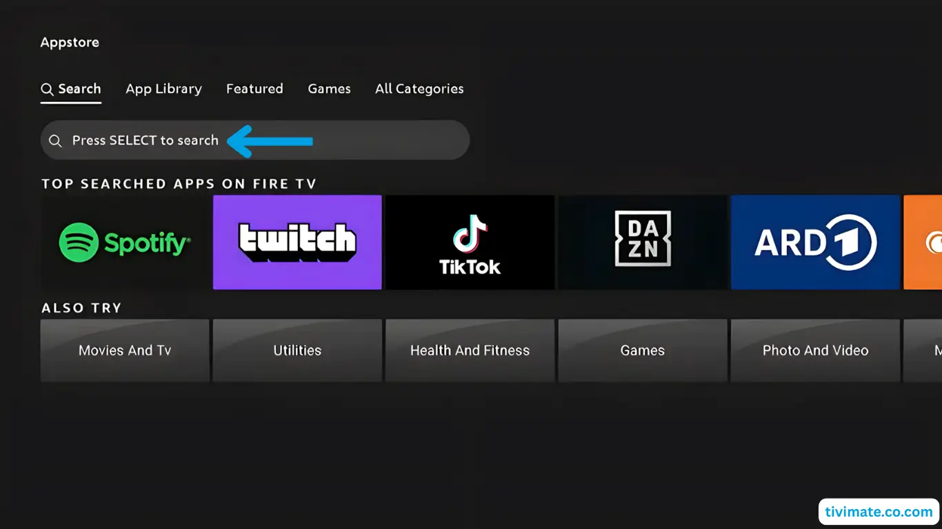 Searching for Downloader in the Fire TV Appstore